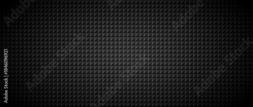 Black tech geometric background. Abstract squared tile pattern texture. Technical block grid design wallpaper. Vector illustration isolation concept. Dark grey volume cube cover backdrop