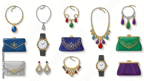 Elegant jewelry and luxury handbags collection for fashion and style