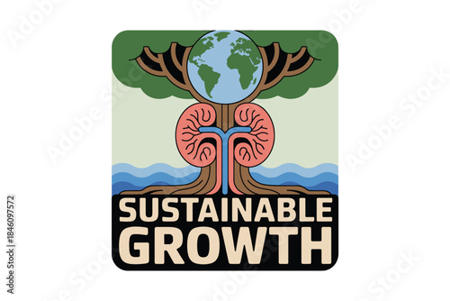 Sustainable growth concept with tree and globe on earth