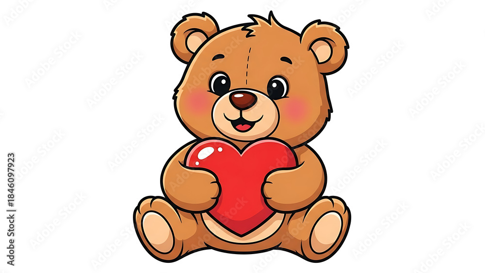 Fototapeta premium Cute teddy bear holding heart