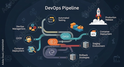 Dev Ops Pipeline Workflow Diagram with Icons devops