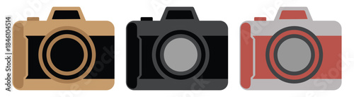 Camera Icon Design, Flat Line Outline Photo Camera Symbol Isolated on Background.