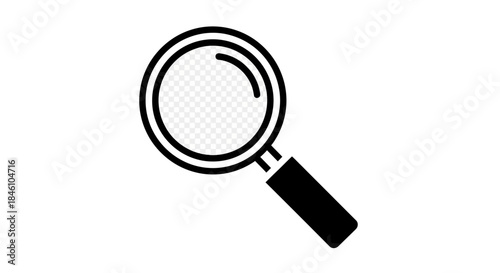 Simple black and white magnifying glass icon representing search or investigation