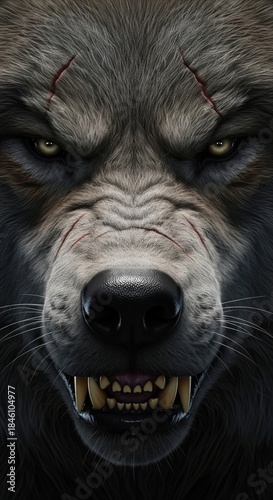 Furious Alpha Werewolf Close-Up Portrait