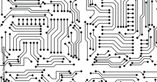 Black technology on white background.2d illustration Abstract futuristic electronic circuit technology background science background.