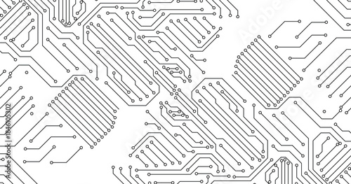 Technology black circuit on white background. illustration. 