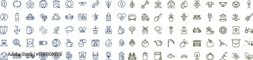 Eco-Friendly and Gardening Outline Icons Set