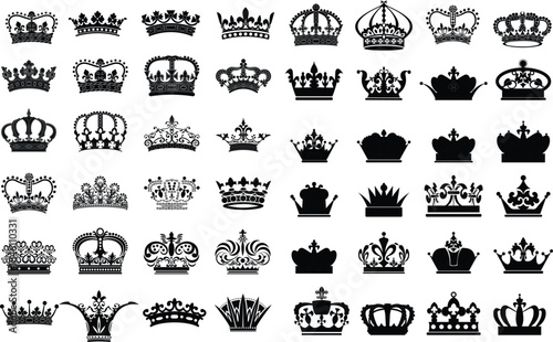 Collection of Ornate Crown Silhouettes