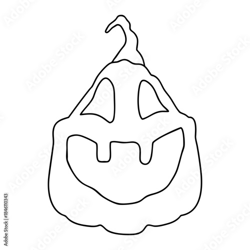 Outline for Coloring of Halloween Pumpkin. One of the Fall Holiday Symbol. Vector Illustration.