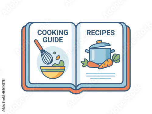 Illustration of Open Cookbook with Recipes.