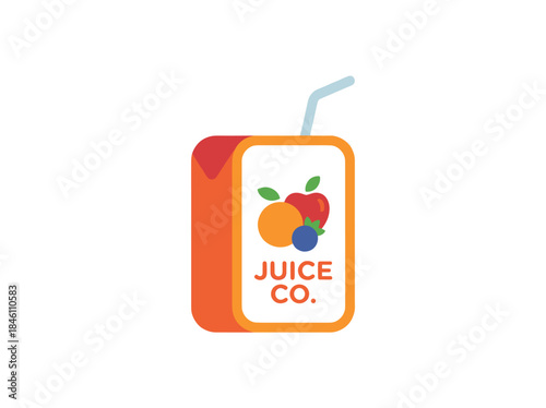 Juice Carton with Fruit Logo Design.
