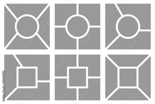 Photo collage mockup frame. Image collage layout template set. Album brandboard. Mosaic pictures frame. Retro gallery banner. Empty template for album, scrapbook, memory board, and portfolio display. 