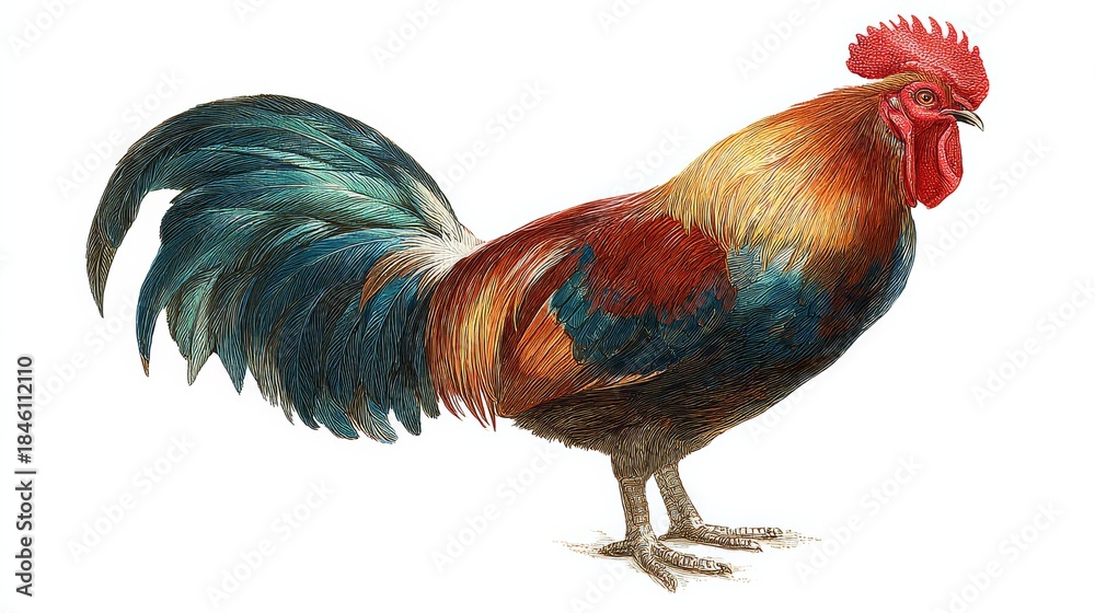 Fototapeta premium French rooster. Isolated rooster on white background