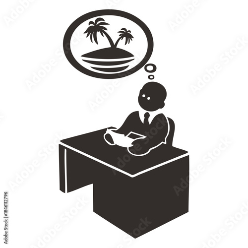 Office Worker Dreaming of Vacation