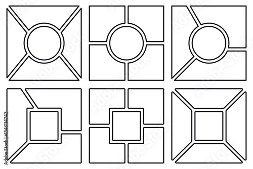 Photo collage set. Collage template frames. Bento grid vector vertical layouts. Geometric tiles pattern for photo collage, website layout, etc. eps 10