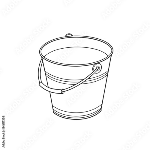 Outline drawing of a metal bucket filled with water liquid