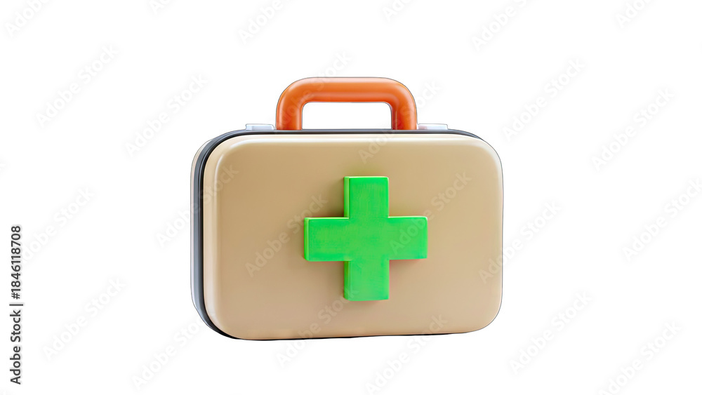 Fototapeta premium 3D Render of a First Aid Kit on White Background