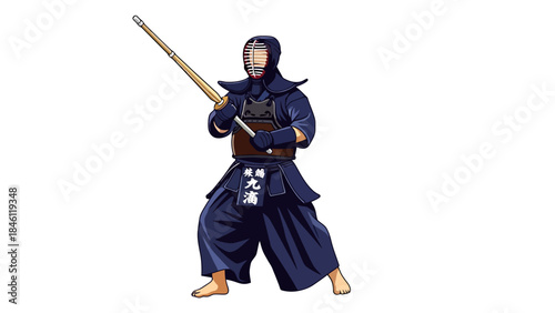Traditional Japanese Kendo Practitioner in Protective Gear