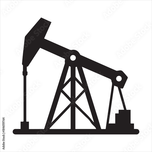 pumpjack icon vector silhouette on transparent background