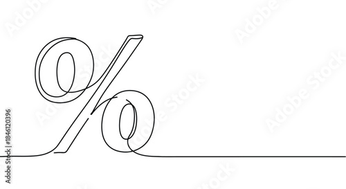 Elegant single line drawing of a percentage symbol with a clean and minimalist aesthetic on a white background