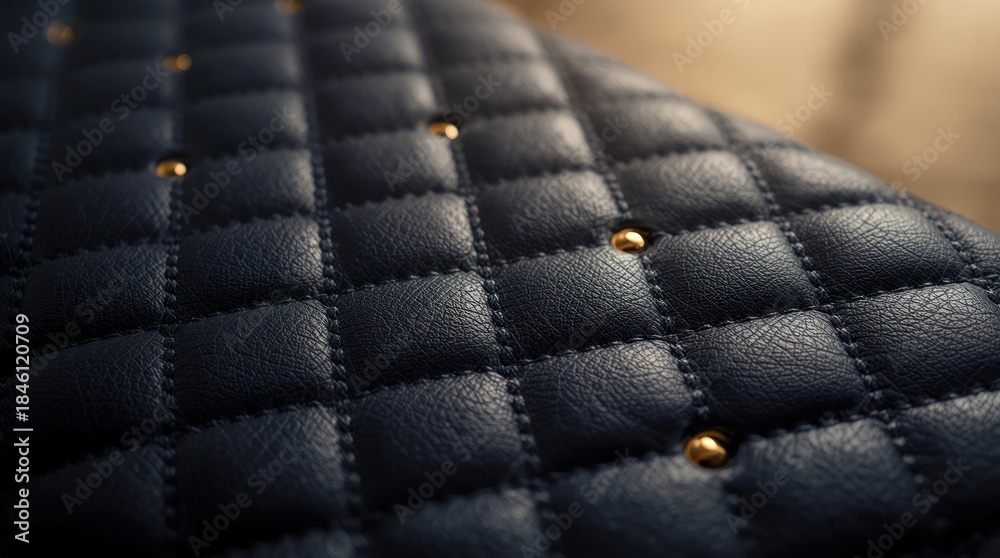 Naklejka premium CloseUp of Quilted Black Leather Surface