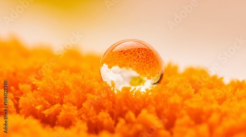 moisture. Close-up of fresh tea buds and leaves on a plant branch with mornin...