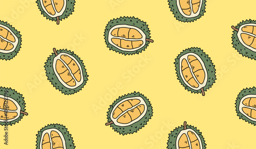 Cute durian fruits pattern background vector design