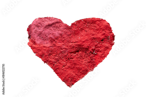 Red color heart shape with concrete texture isolate on white