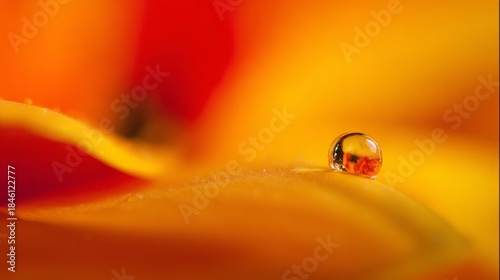 moisture. Close-up of fresh tea buds and leaves on a plant branch with mornin...