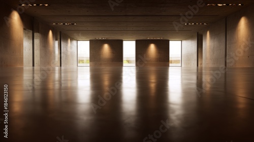 order. A minimalist empty room with neutral tones, highlighting architectural...