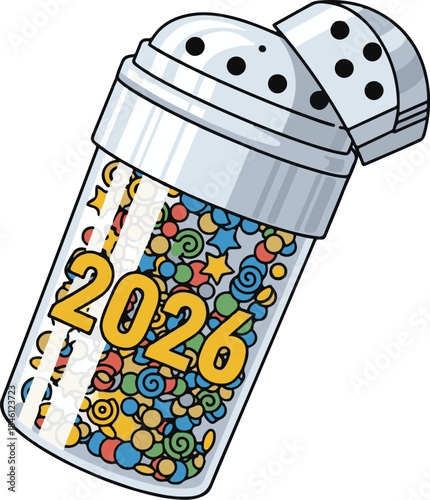 Celebrate the upcoming holiday season and a festive Christmas leading into a vibrant New Year 2026 with this playful confetti shaker, perfect for joyous occasions