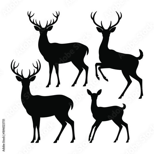 set of deer silhouettes
