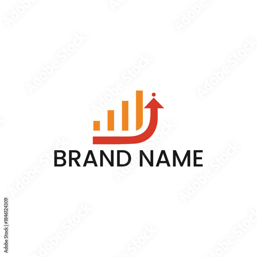 Free Download Vibrant Growth Bar Chart with Ascending J-Curve Arrow, Financial Progress and Success Logo in Orange and Red - GFXLoad