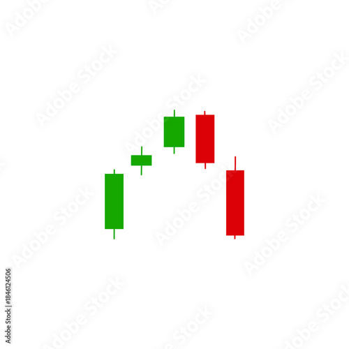 Technical analysis candlestick pattern illustrating a market trend reversal. The formation shows green candles indicating an initial price rise, followed by red candles signaling a bearish downturn.
