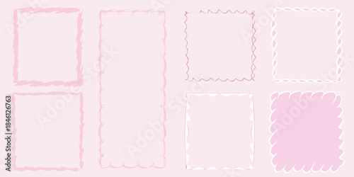 A collection of hand drawn pink rectangular and square frames