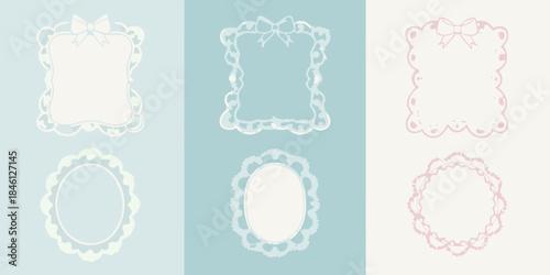 A collection of pastel frames adorned with delicate bow and lace details