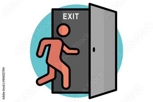 Emergency exit icon. colored outline icon style. running man and door. work safety elements vector illustration