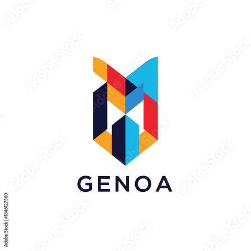Free Download Vibrant geometric emblem crafted from folded colorful shapes creating a modern abstract symbol - GFXLoad