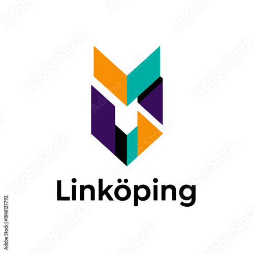 Dynamic abstract emblem with overlapping vibrant polygons creating a sophisticated visual identity for brand communication