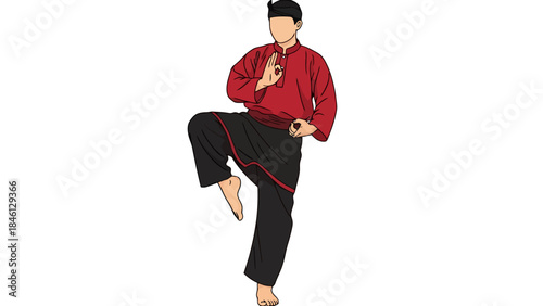 Martial arts practitioner demonstrating traditional kicking stance