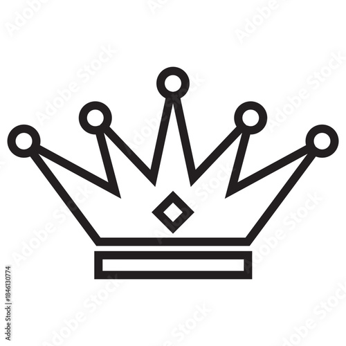 Highly stylized crown icon worn by monarchs as a symbol of their power, authority, dignity, and legitimacy. Adorned with jewels, pearls, and enamel, related to royalty, achievement, superior quality