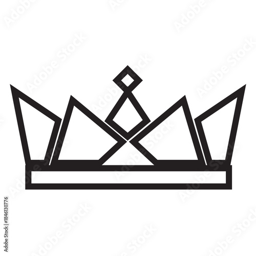 Highly stylized crown icon worn by monarchs as a symbol of their power, authority, dignity, and legitimacy. Adorned with jewels, pearls, and enamel, related to royalty, achievement, superior quality