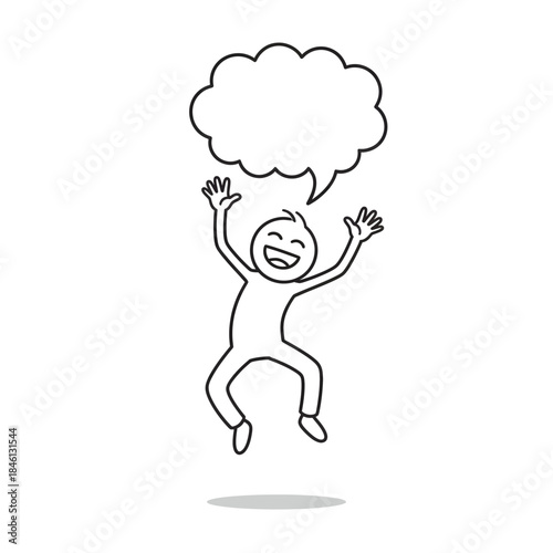 Collection of overjoy stickman expressions with jumping poses and bubble elements. Perfect for emotion packs, education, and creative projects.