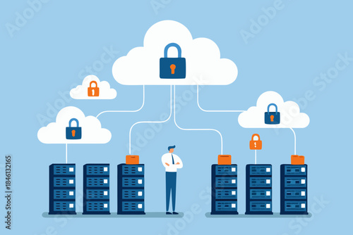 Secure cloud computing protecting data with locks and network servers