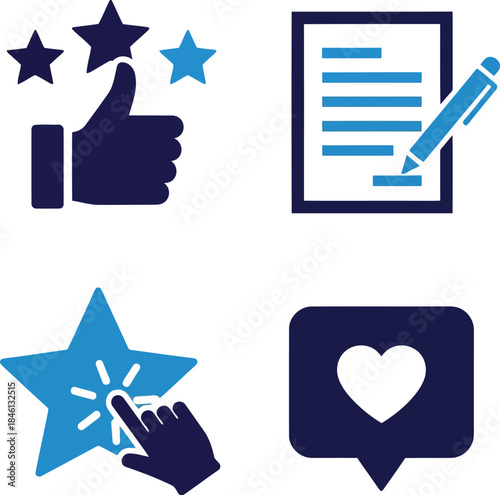 Customer feedback, review, rating, like icons set   survey, quality, satisfaction, opinion