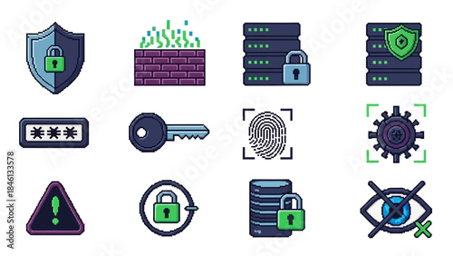 A diverse collection of digital security and data protection icons, conceptualizing the essential elements of cybersecurity and privacy management for modern online safety