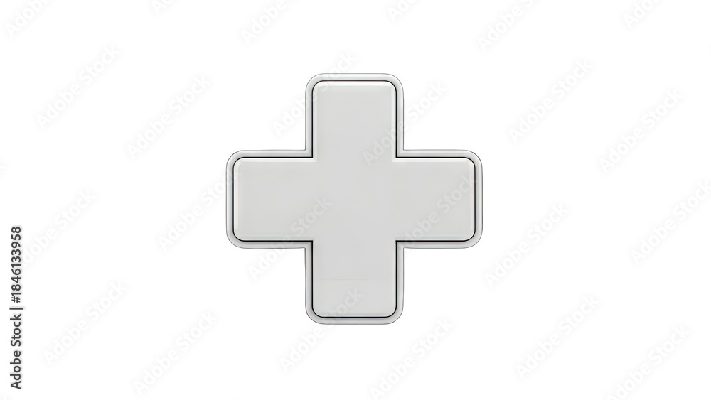 Fototapeta premium 3D Medical Cross Icon on White Background