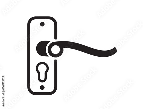 Door lock in silhouette white background.