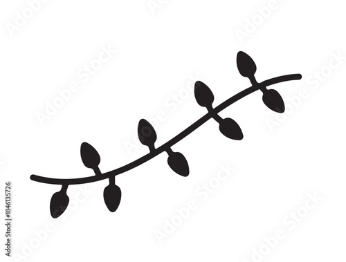  Fairy lights icon in silhouette white background.