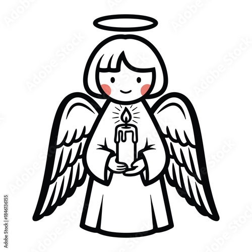 Christmas Ornaments Vector - Angel with Candle Illustration